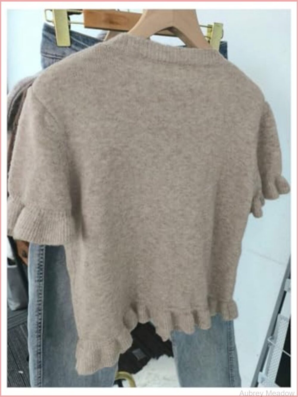 Short Sleeve Cropped Ruffle Cardigan Sweater Women's Dressy Lightweight Knit Top - Picture 3 of 6